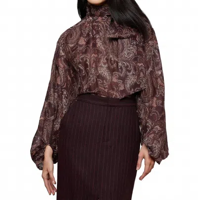 L'agence Rhett Oversized Blouse In Brown Etched Paisley In Animal Print