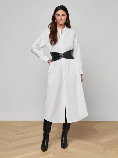 L'agence Ridley Shirt Dress In White