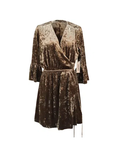 Pre-owned L'agence Riley Crushed Velvet Mini Dress In Brown