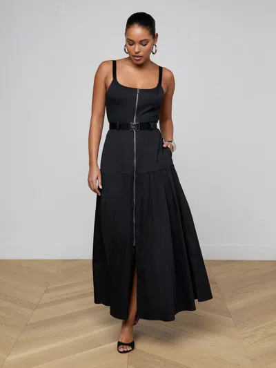 L'agence Rima Zippered Dress In Black