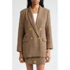 L'agence Riva Double Breasted Knit Blazer In Brown