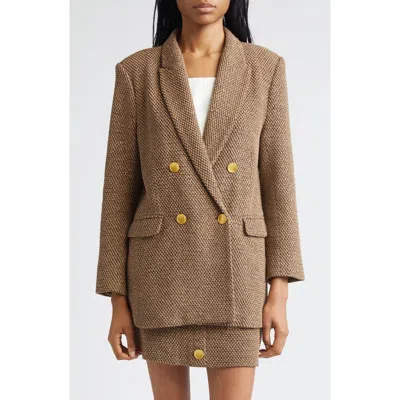 L'agence Riva Double Breasted Knit Blazer In Brown