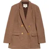 L'agence Riva Double Breasted Knit Blazer In Brown
