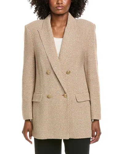 L'agence Riva Knit Double-breasted Blazer In Brown