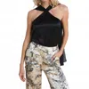 L'agence Riviera Silk Halter Top In Black In Black