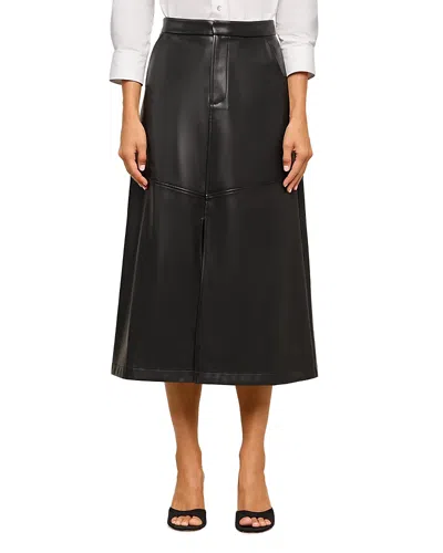 L'agence Robyn Faux Leather A Line Midi Skirt In Black