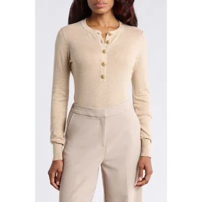 L'agence Ronda Henley Pullover Sweater In Crema/ Gold Lion
