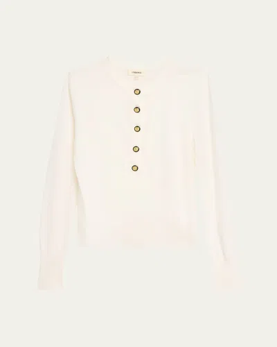 L'agence Ronda Knit Henley Top In Animal Print