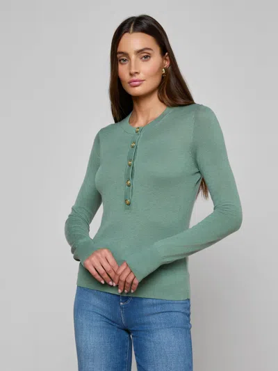 L'agence Ronda Knit Henley Top In Green