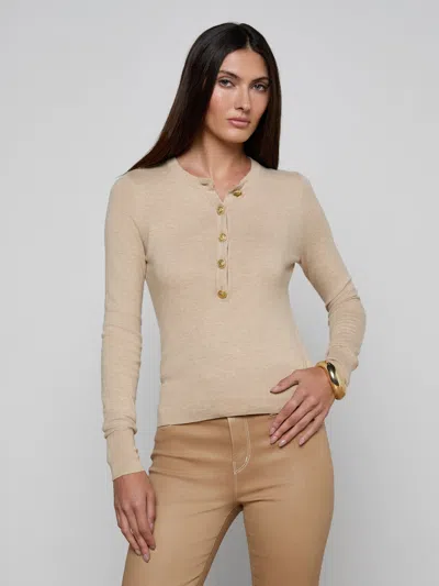 L'agence Ronda Knit Henley Top In Neutral