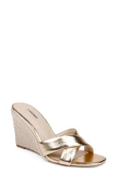 L'agence Rosaline Espadrille Wedge Slide Sandal In Gold