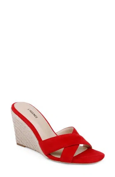 L'agence Rosaline Espadrille Wedge Slide Sandal In Red