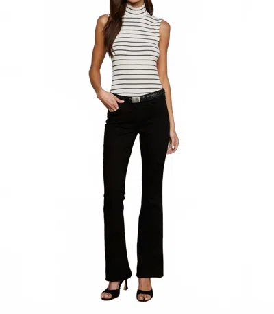 L'agence Rosie Mock Neck Top In Black/ivory Stripe In Multi