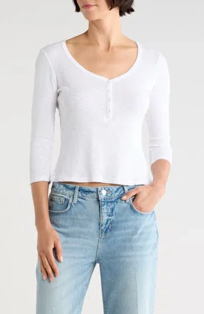L'agence Rowena 3/4 Sleeve Henley Top In White