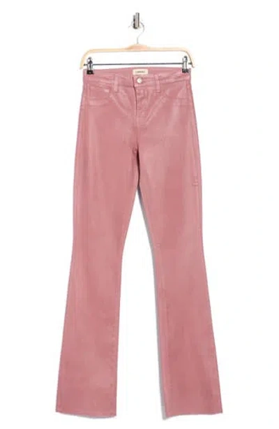 L'agence Ruth Coated High Waist Raw Hem Straight Leg Jeans In Pink