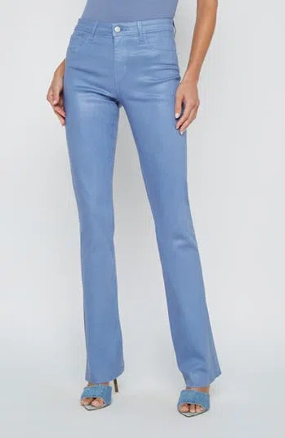 L'agence Ruth Coated High Waist Raw Hem Straight Leg Jeans In Wild Wind Coated