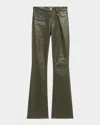 L'agence Ruth High-rise Coated Straight Raw Hem Jeans In Green
