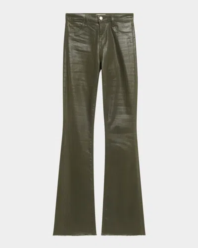 L'AGENCE RUTH HIGH-RISE COATED STRAIGHT RAW HEM JEANS