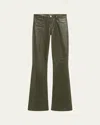 L'agence Ruth High-rise Coated Straight Raw Hem Jeans In Green