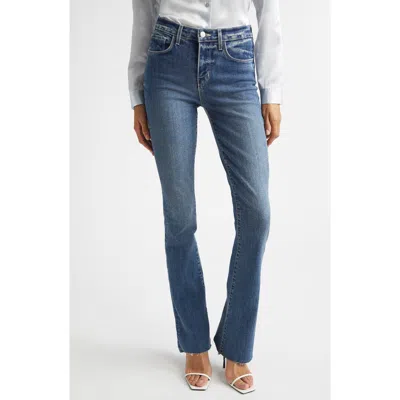 L'agence Ruth High Waist Raw Hem Straight Leg Jeans In Blue