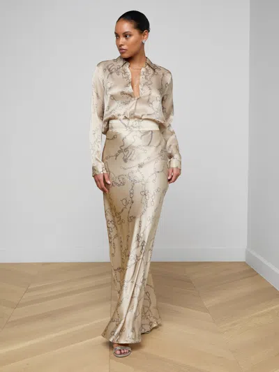 L'agence Ryker Silk Maxi Skirt In Neutral