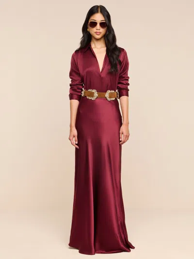 L'agence Ryker Silk Maxi Skirt In Merlot Red