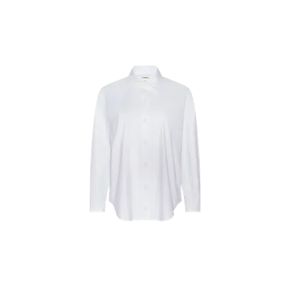 L'agence Rylie Poplin Shirt In White/white Shell