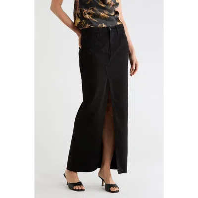 L'agence Rysa Front Slit Denim Maxi Skirt In Black