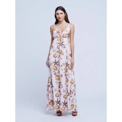 Pre-owned L'agence Sachi Shell-print Maxi Dress Size L In White