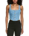 L'agence Saga Button-front Denim Top In Blue