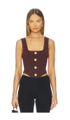 L'agence Saga Square Neck Knit Corset In Brown