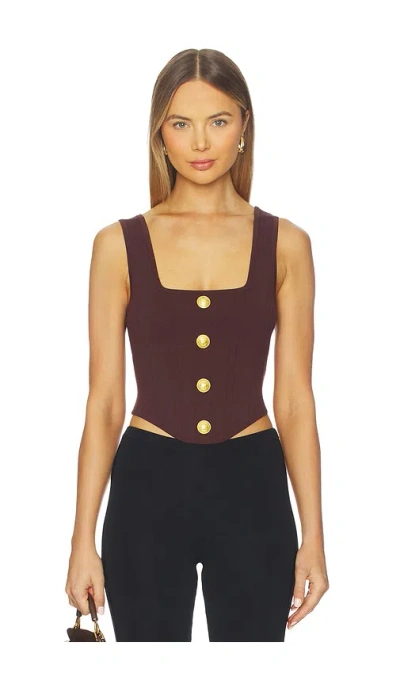L'agence Saga Square Neck Knit Corset In Burgundy