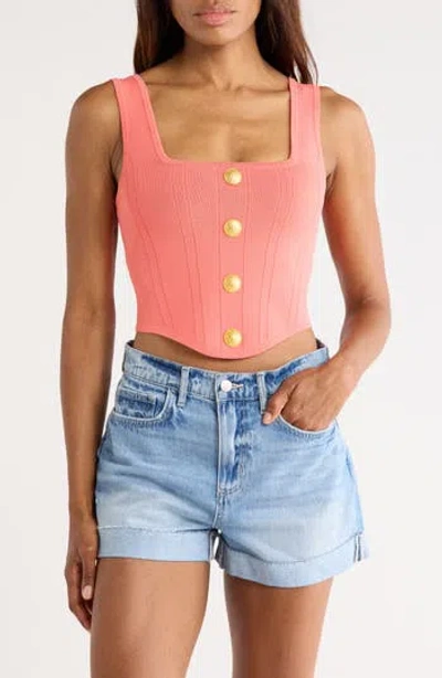 L'agence Saga Square Neck Tank In Coral Rose/gold