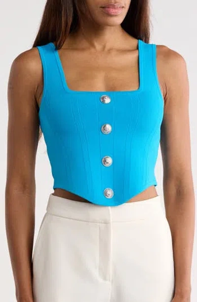 L'agence Saga Square Neck Tank In Dresden Blue/nickel