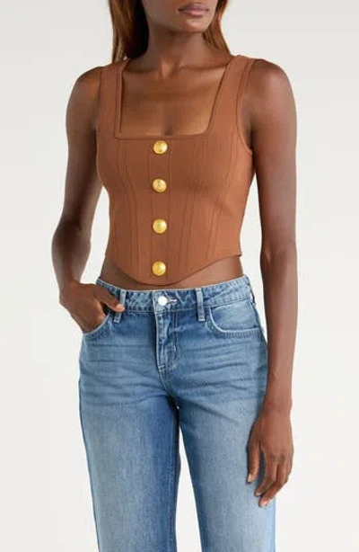 L'agence Saga Square Neck Tank In Sepia Brow