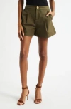 L'agence Saige Pleated Safari Shorts In Green