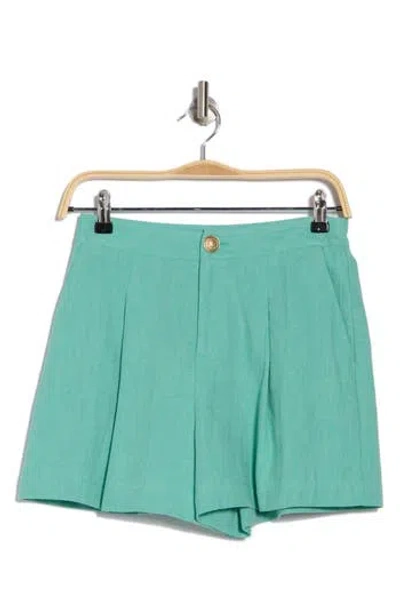 L'agence Saige Linen-cotton Short In Seafoam