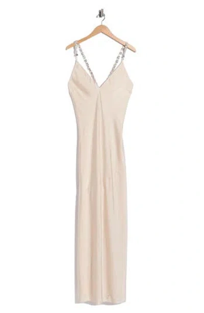 L'agence Saint Beaded Strap Gown In Gold