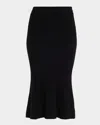 L'agence Salem Knit Flare Midi Skirt In Black