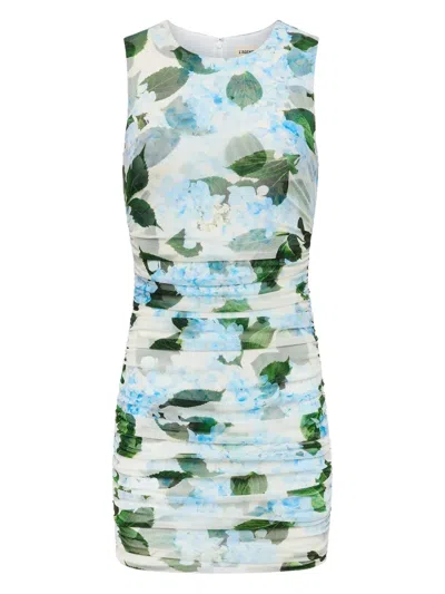 L'AGENCE SALLIE FLORAL-PRINT GATHERED MINI DRESS