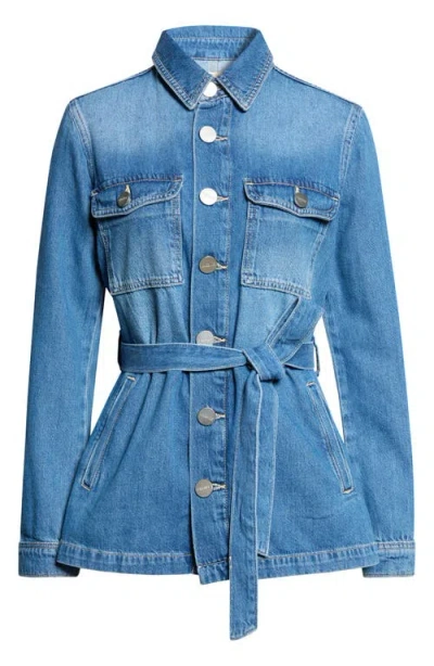 L'agence Samaya Belted Denim Utility Jacket In Blue