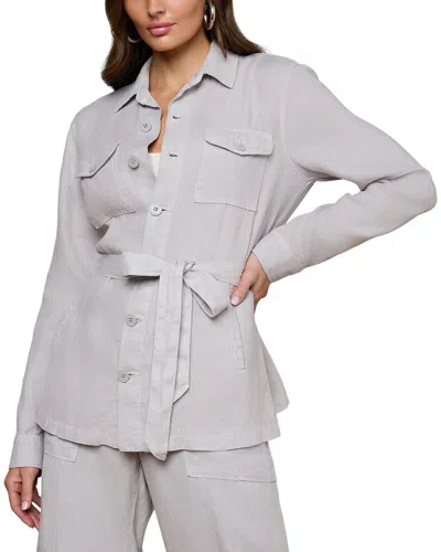 L'agence Samaya Linen Safari Jacket In Gray