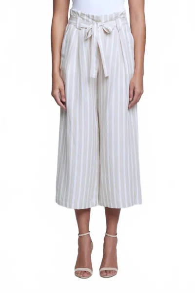 L'agence Samira Linen Paperbag Pant In Bisque/ Ivory In Multi