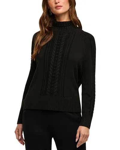 L'agence Sandrina Turtleneck Cable Knit Sweater In Black