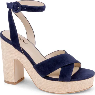 L'agence Sandrine Ankle Strap Platform Sandal In Blue
