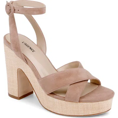 L'agence Sandrine Ankle Strap Platform Sandal In Neutral