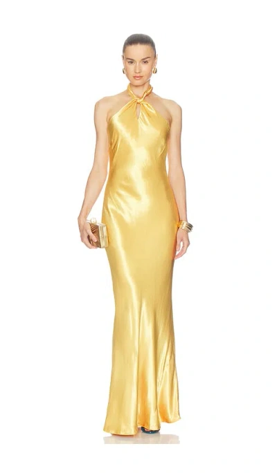 L'agence Saphara Halter Gown In Yellow