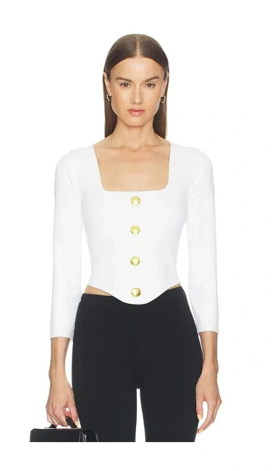 L'agence Sasha 3/4 Knit Corset Top In White