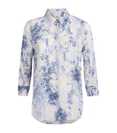 L'agence Satin Printed Camille Blouse In White