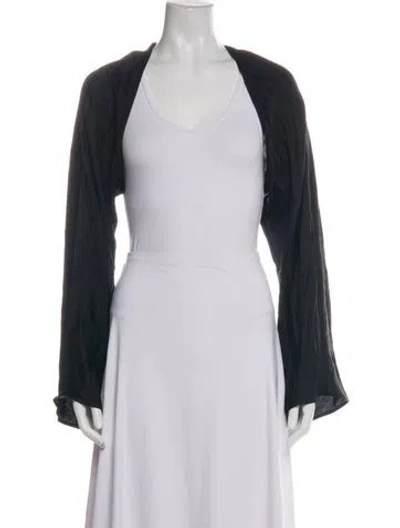 Pre-owned L'agence Satin V-neck Sweater In Black